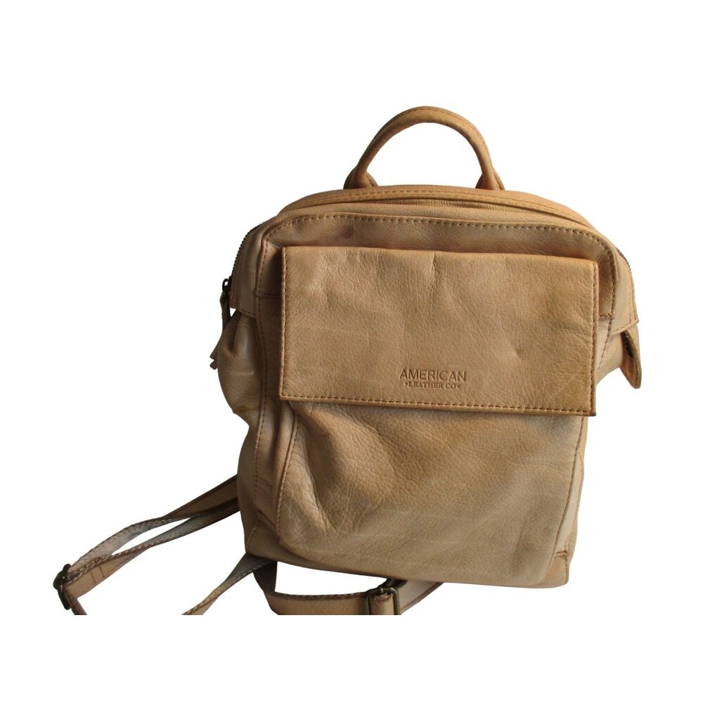 *American Leather Beige Tan Leather Backpack Satchel